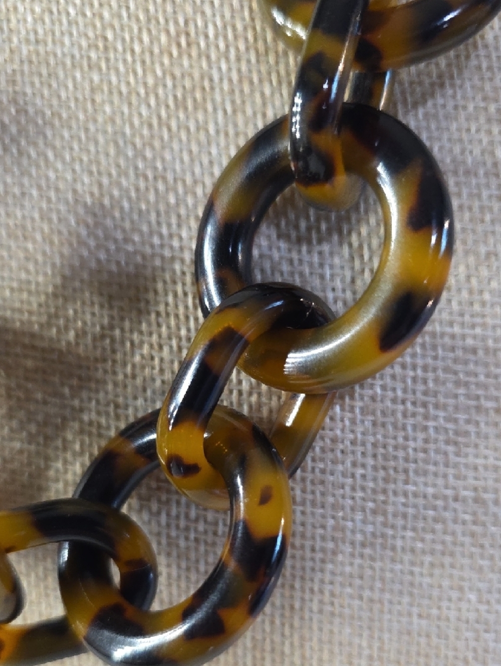 J. Crew faux tortoise shell and gold link statement Neclace - Picture 2 of 5